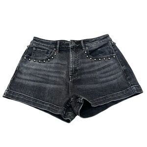 Idyllwind Black Washed Denim Jean Shorts with Stud Detail